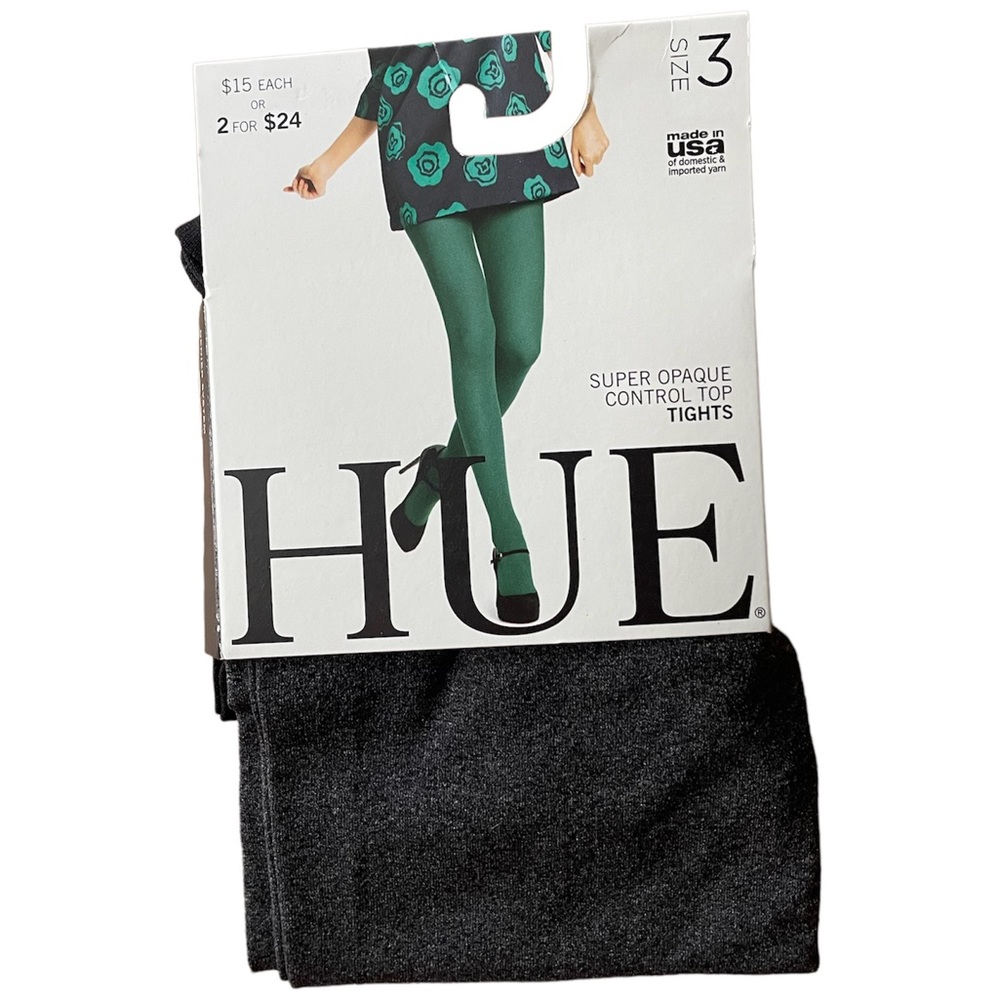 New HUE Super Opaque Control Top Tights Graphite Heather Gray